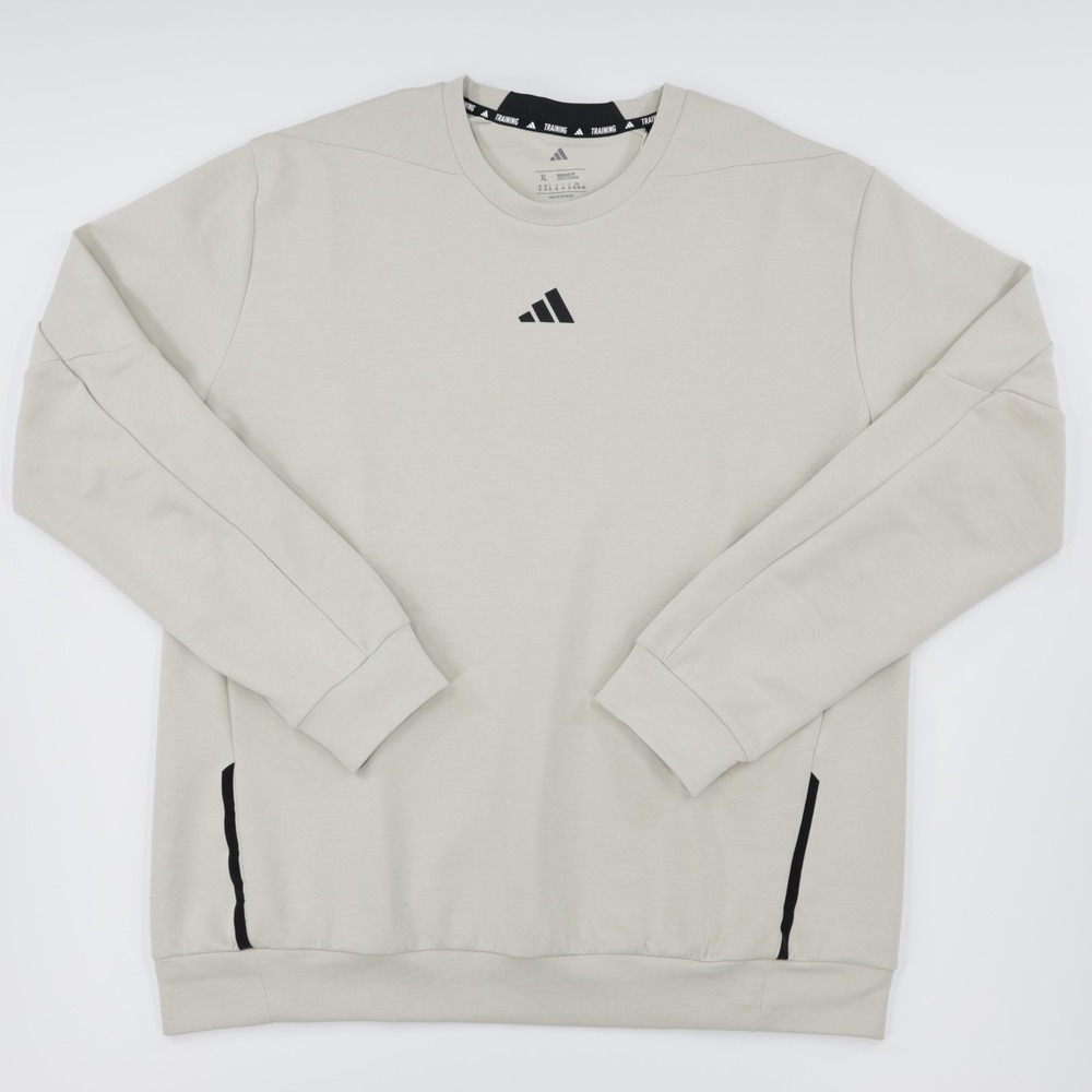 Adidas Men's Crew Neck Training Comfortable Lightweight Sweatshirt Beige Size XL